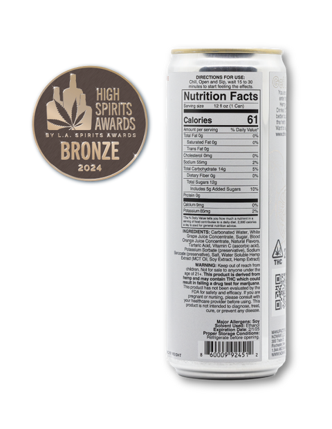 Blood Orange Hemp-Infused Spritzer with 5mg THC Nutrition Facts